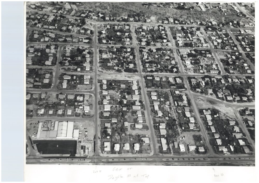 Aerial view of Mornington, February 1973
