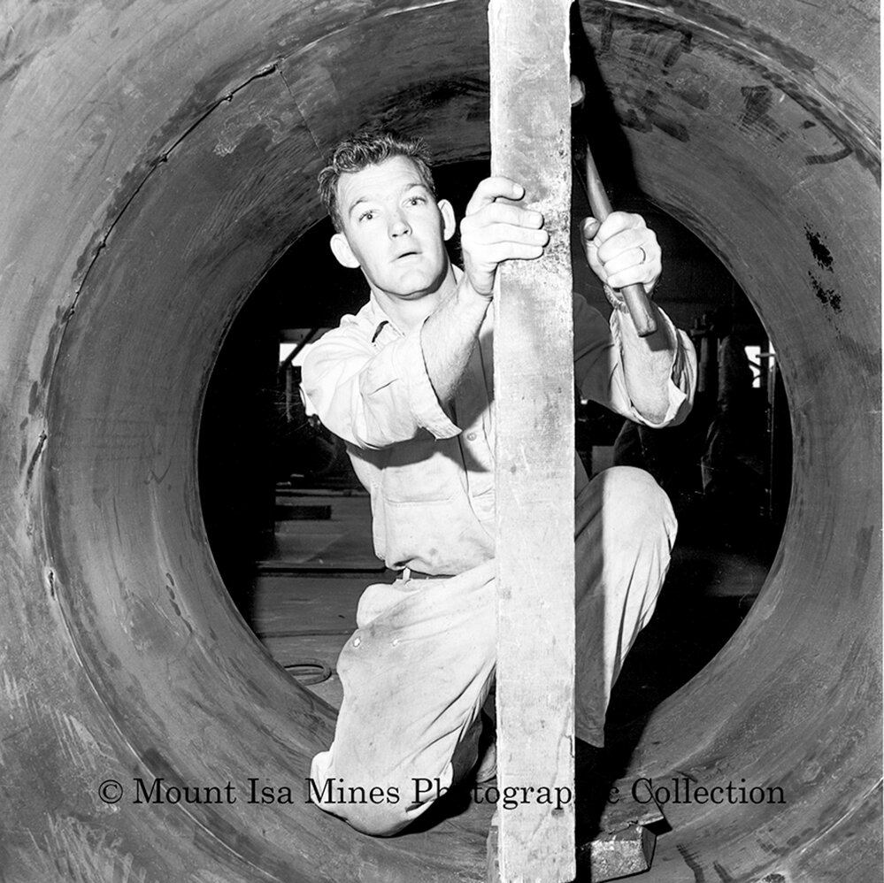 Frank Corcoran on the job, Mount Isa Mines, June 1964