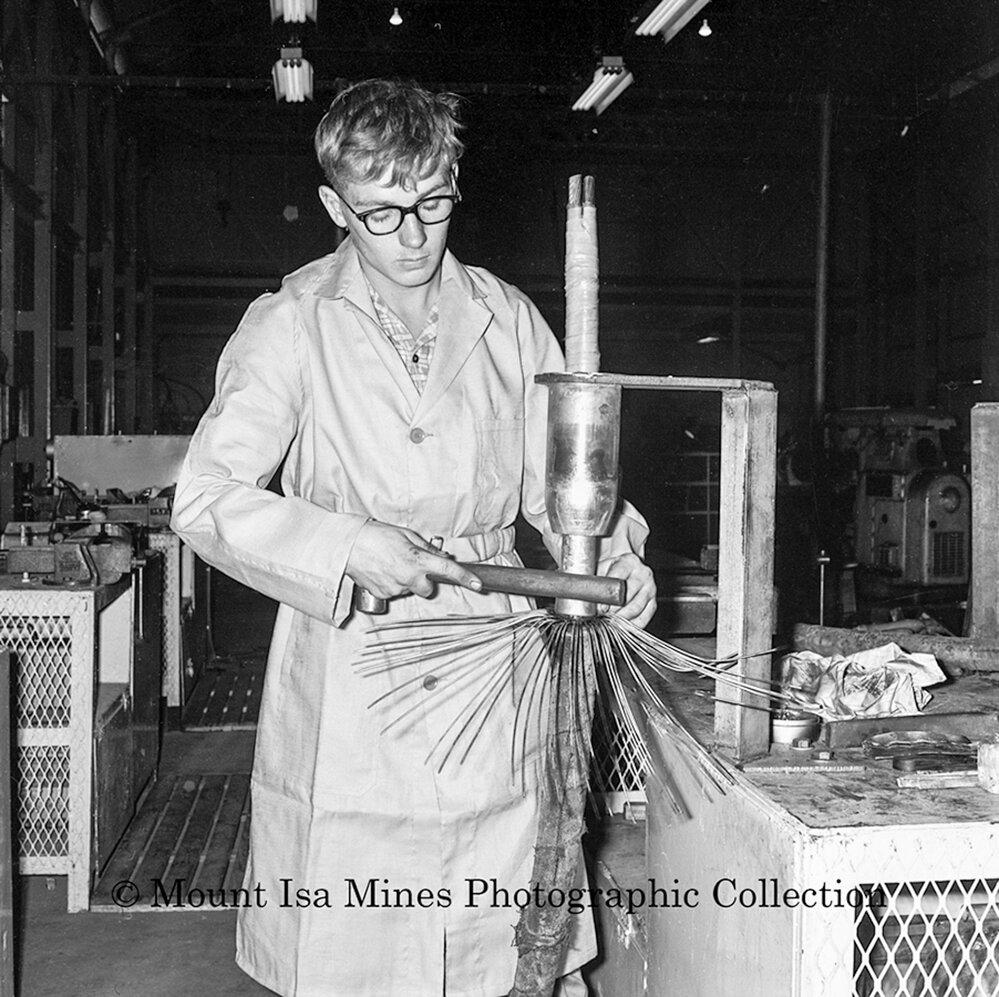 Wire Armour Paper Lead Electrical Joining by Apprentices, Mount Isa Mines, June 1964