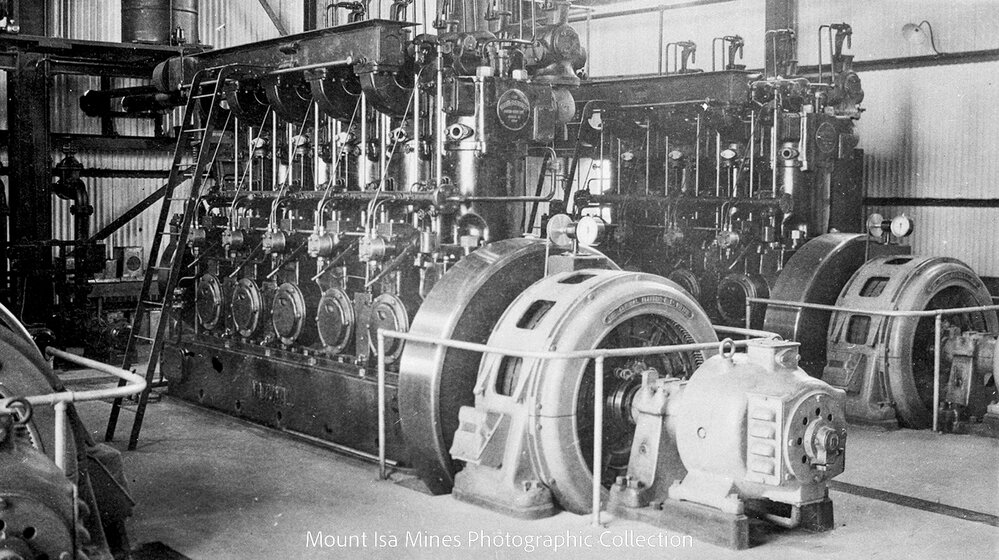 Temporary generators at Man and Supply, Mount Isa Mines, c.1929