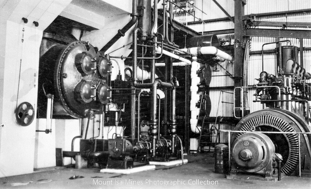 Condensor and emergency generator at Mines Power Station, December 1962