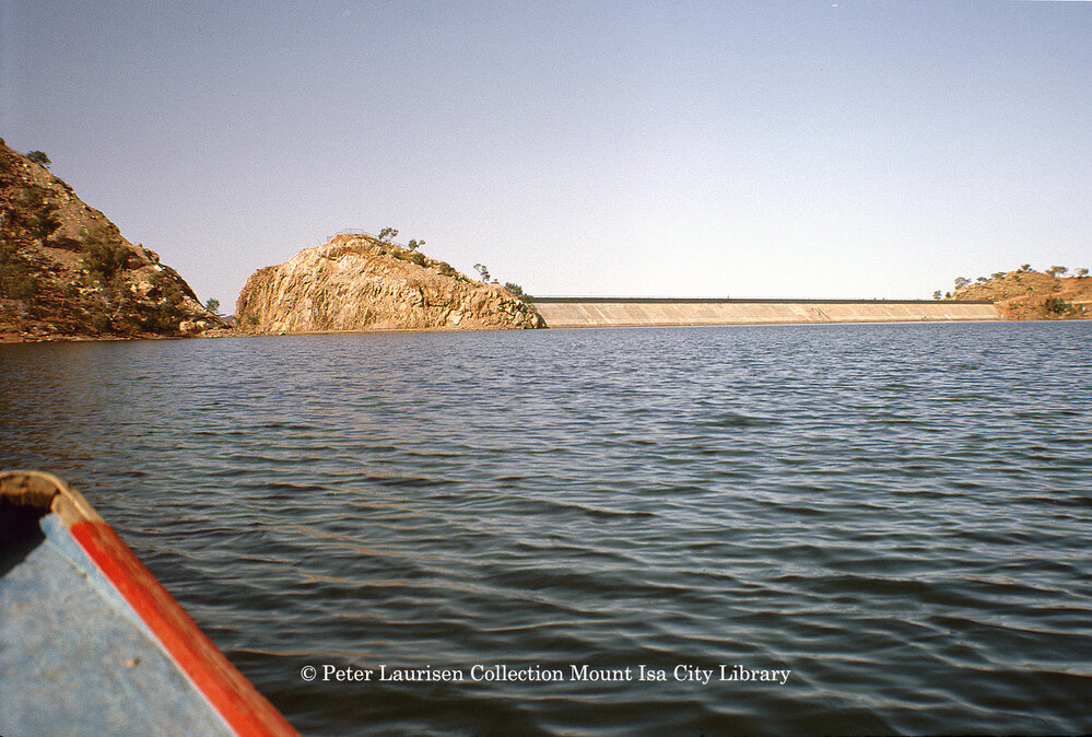 Dam wall and spillway, Lake Moondarra, July 1963