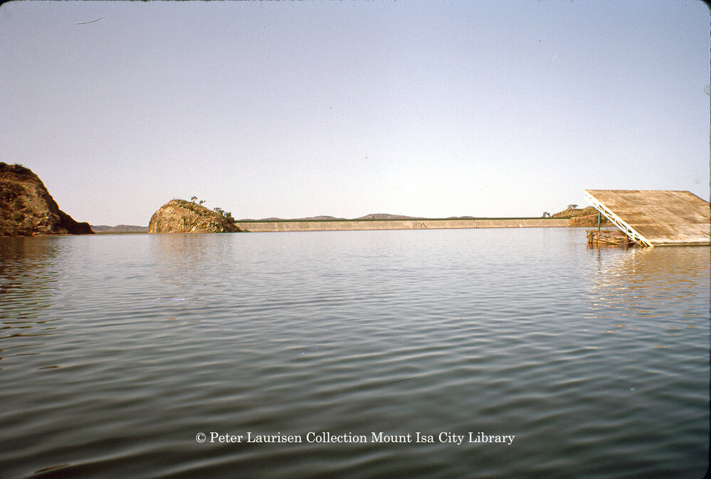 Lake Moondarra ski jump dam wall and spillway, July 1963