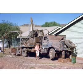 Mobile drill rig set up at barracks, Mineside, May 1962