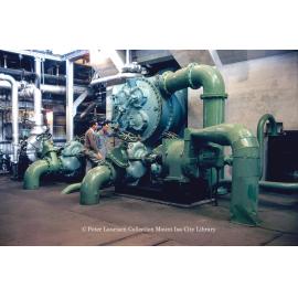 Condenser with steam and electric cooling water pumps at Mines Power Station, Mount Isa Mines, July 1956