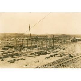 Smelter under construction Blast Furnace floor, Mount Isa Mines, March 1930