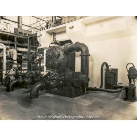 Mines Power Station turbine room steam condensers and electric water circulating pumps, Mount Isa Mines, January 1931