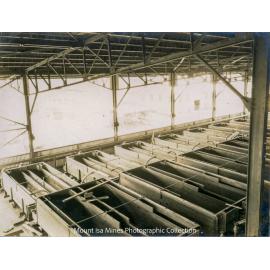 Mill flotation section, callow MacIntosh cells under construction, Mount Isa Mines, October 1930