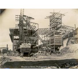 Smelter storage bins and Filter Plant under construction, Mount Isa Mines, June 1930