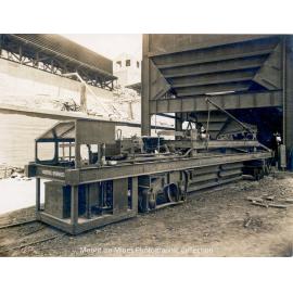 Brownhoist charge car under the smelter storage bins, Mount Isa Mines, February 1931