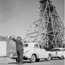 Sir Robert Menzies visit No 2 Ore Shaft, Mount Isa Mines, June 1958