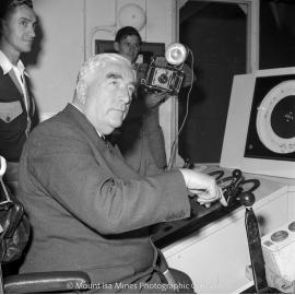 Sir Robert Menzies visit No 2 Ore Shaft, Mount Isa Mines, June 1958