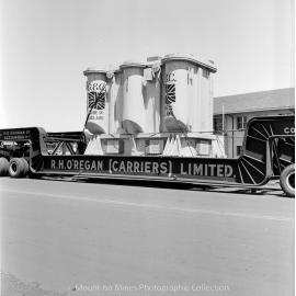 Transformer on delivery to Mica Creek Power Station, October 1959
