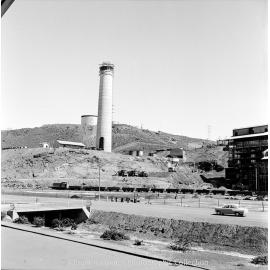 New Copper Stack under construction, Mount Isa Mines, October 1959