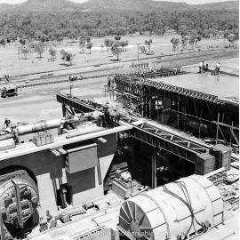 Assembling turbine and alternator, Mica Creek Power Station, November 1959