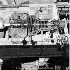 Assembling turbine and alternator, Mica Creek Power Station, November 1959