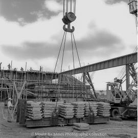Testing crane, Mica Creek Power Station, February 1959