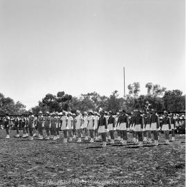Mount Isa Rotary Rodeo marching girls, Spear Creek, September 1959