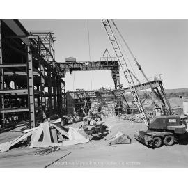Turbine foundations under construction, Mica Creek Power Station, April 1959