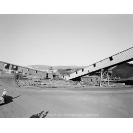 Coal conveyor under construction, Mount Isa Mines, June 1959