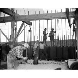 New Copper Stack under construction, Mount Isa Mines, September 1959
