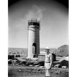 New Copper Stack under construction, Mount Isa Mines, September 1959