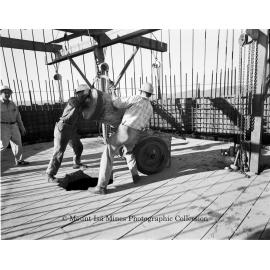 New Copper Stack under construction, Mount Isa Mines, September 1959