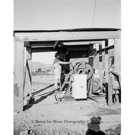 New Copper Stack under construction, Mount Isa Mines, September 1959