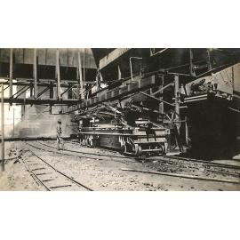 Charge car for furnaces loading at Sinter Plant Lead Smelter, c.1932
