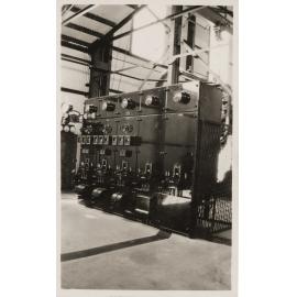 Low voltage switchboard at Temporary Power House, c.1930