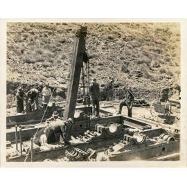 Setting bearing bed plates for No 2 Ore Shaft winder, Mount Isa Mines, c.1937