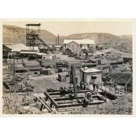 Setting bearing bed plates for No 2 Ore Shaft winder, Mount Isa Mines, c.1937