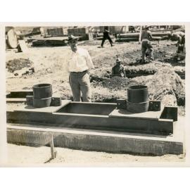 Vince Mann at No 2 ore shaft bore holes, Mount Isa Mines, c.1937