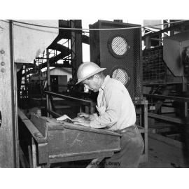 Man at Copper Smelter, Mount Isa Mines, c.1956