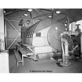 Disc filter at Copper Smelter, Mount Isa Mines, c.1956