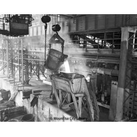 Returning Converter Slag to Converter at Copper Smelter, Mount Isa Mines, c.1956