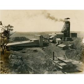 Assay Labratory mill crushers and Urquhart Shaft headframe looking north, c.1940s