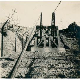 Bore hole ropeway sheave wheel supports No 2 Ore Shaft, Mount Isa Mines