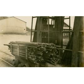 Drill steels at tool sharpening shop, Mount Isa Mines