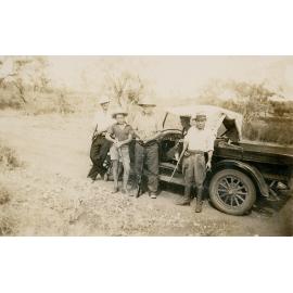 Group of men on shooting trip at Sunday Gully