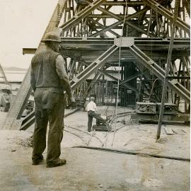Installing winder rope Man and Supply, Mount Isa Mines