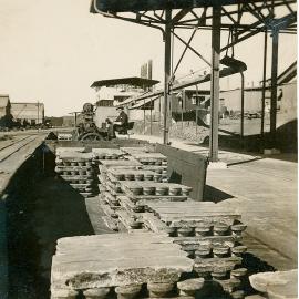 Loading train with lead ingots using lead buggy, Lead Smelter
