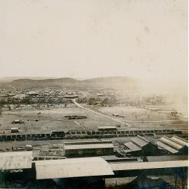 Looking east to Townside from Urquhart Shaft Headframe over Railway Station 