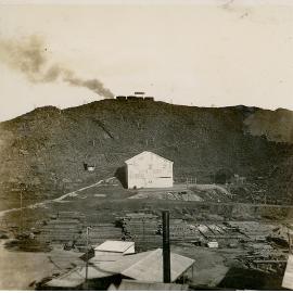 Looking SE to No 2 Ore Shaft from Man and Supply Headframe