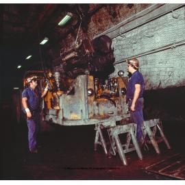 Workshop engine changeout Wagner ST-5 in lead mine, Mount Isa Mines, c.1986