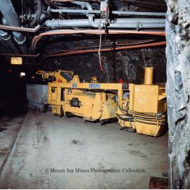 Underground haulage railway cleaning machine, Mount Isa Mines, c.1970s