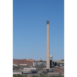 Lead smelter and stack, and copper crude ore bins, Mount Isa Mines, December 2021