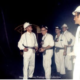Prince Philip checking the back of the drive near BUK drill, Mount Isa Mines, April 1970