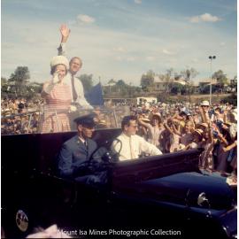 Queen Elizabeth II and Prince Philip greet students, April 1970