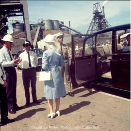 Queen Elizabeth II and Prince Philip at R62 Winder, Mount Isa Mines, April 1970
